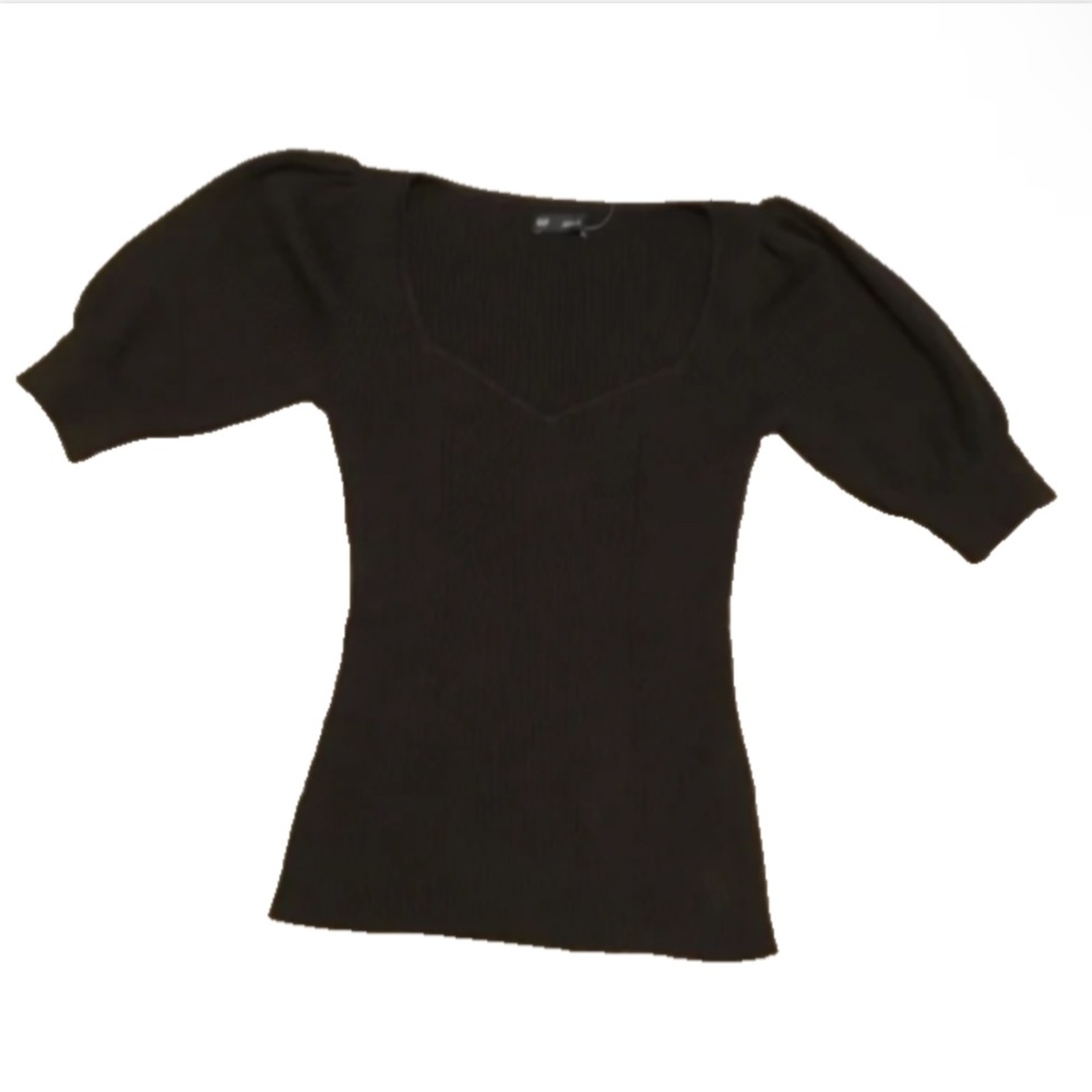 GAP Puff Sleeve Corset Sweater SZ Small Black